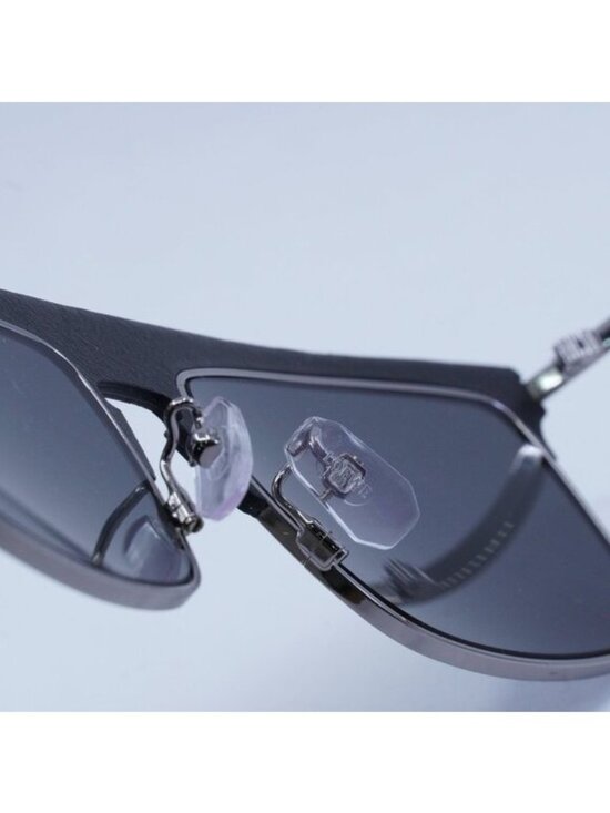 Loewe LW40006U 20A Sunglasses Silver/Black Leather Browline Frame, Smoke Lenses main image 6